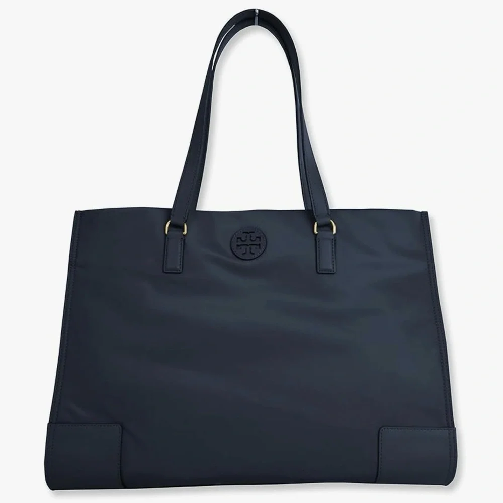 NEW!! Tory Burch Ella Large Nylon Tote Navy Blue & Gold  NWOT